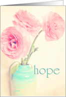 hope encouragement Psalm 130 ranunculus flowers in vase card
