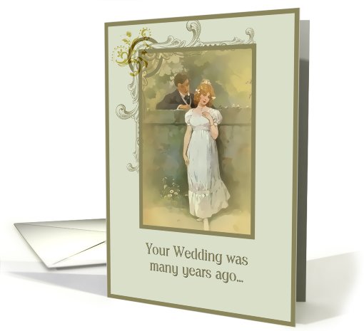 christian happy wedding anniversary vintage couple card (634967)