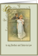 sister in law and brother christian wedding anniversary, vintage couple card