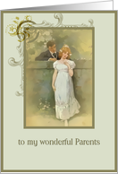 mom and dad christian wedding anniversary, vintage couple card