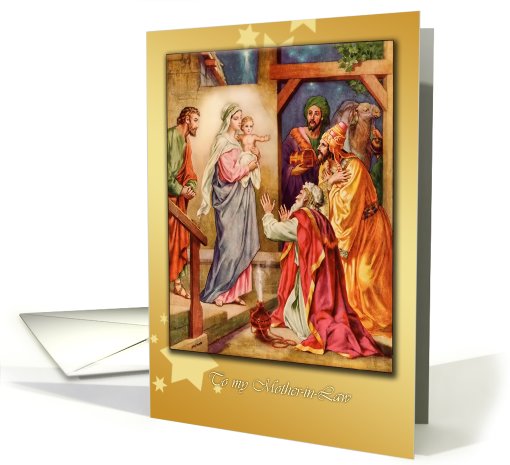 merry christmas to my mother-in-law, nativity & wise men card (657332)