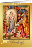Kellemes karcsonyt Hungarian merry christmas card nativity & wise men card