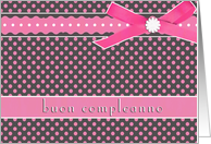 pink buon compleanno italian happy birthday card polka dots ribbon bow card