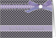 purple herzlichen Glckwunsch german happy birthday card polka dots ribbon bow card