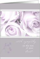 with sympathy on the loss of your aunt elegant white roses card
