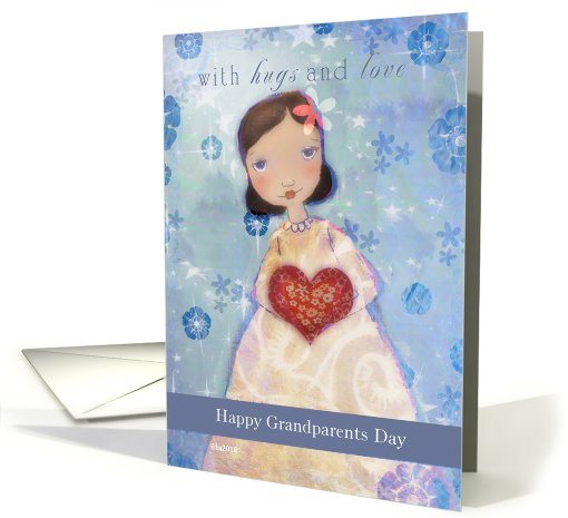 with hugs and love, happy grandparents day, grandma and grandpa card