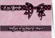 to my stepsister, please be my maid of honor, bow and ribbon effect card