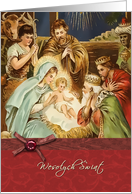 Wesołych Świąt, polish merry christmas card, nativity, magi, ,jesus,bow-ribbon effect card