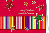 merry christmas valued customer, business christmas card, stars, stripes, bright red card