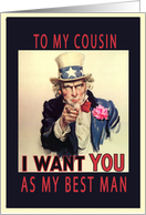 to my cousin, I want you as my best man, invitation best man card, vintage card
