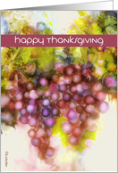 happy thanksgiving card, watercolor purple grapes card