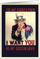 to my godfather, please be my groomsman invitation card, vintage, card