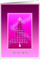 you are invited, christmas holiday party, open house,pink christmas tree card