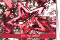 you are invited, christmas party, glowing star, card
