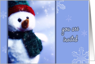 you are invited, open house, christmas party, cute snowman card