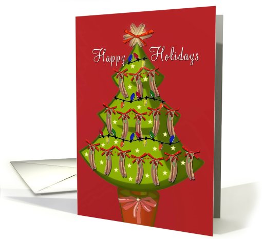 hot dog Christmas, tree with sausages, happy holidays card (710195)