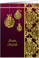 Buon Natale, Merry Christmas in Italian, gold foil effect, ornaments card