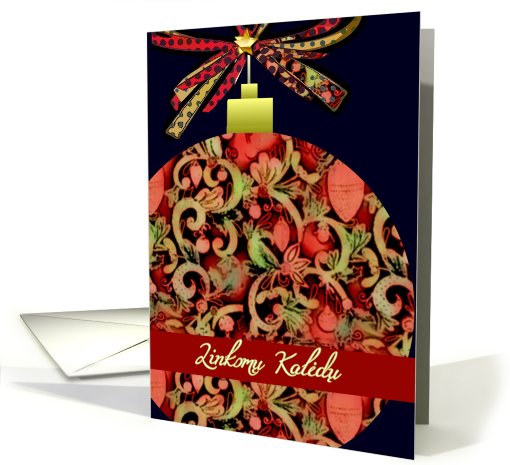 merry christmas in lithuanian, ornament, red green, card (725432)
