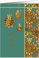Nollaig Shona Duit, irish merry christmas card, elegant golden ornaments green card