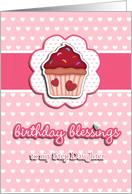 birthday blessings to my step daughter, cupcake, 3-d-heart effect, pink card