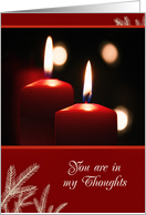 Christmas in Remembrance card, You are in my thoughts, candles card