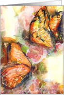 butterflies, watercolor painting, card