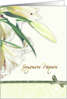 joyeuses pques, french happy easter card,white lily, card