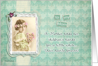 to my mom, happy mother’s day, vintage,teal, heart card