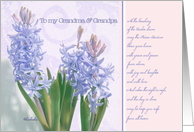 to my grandma and grandpa, happy easter, christian easter card, blue hyacinth card