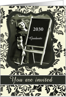 custom date, you are invited, graduation party, vintage schoolgirl card