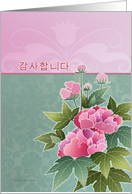 kamsahamnida, thank you in Korean, peonies card