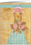 to my pen pal, some flowers for your birthday, folkart girl with roses card