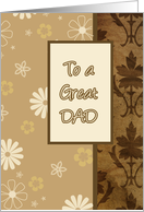 to a great dad, happy father’s day, brown tan floral ornaments card