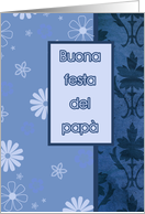 buona festa del pap, italian happy father’s day card, blue floral ornaments card