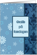 Grattis p farsdagen, Swedish happy father’s day card, blue floral ornaments card