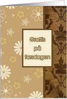 Grattis p farsdagen, Swedish happy father’s day card, tan floral ornaments card