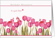 to a great boss, birthday blessings, christian birthday card, tulips card