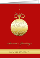 Season’s Greetings from South Dakota, gold bauble, Christmas Card