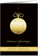 Season’s Greetings from South Carolina, gold bauble, Christmas Card