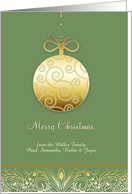 Merry Christmas, customizable gold-effect christmas card, ornament card