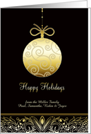 Happy Holidays, customizable gold-effect christmas card, ornament card