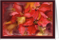 Personalized Name Card, Christmas card, Poinsettias, card