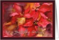 Christmas card for Goddaughter & family, Poinsettia, watercolor card