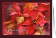 from all of us, Christmas card, Poinsettia, watercolor card