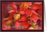 business Christmas card for valued Employee, Poinsettia, watercolor card