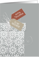 Christmas card for Neighbor, elegant gift, white snowflakes, ribbon card