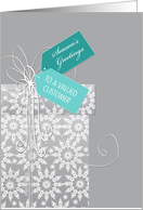 Business Christmas card for Customer, elegant gift, white snowflakes card