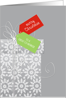 Christmas card for Co-Worker, elegant gift, white snowflakes, ribbon card