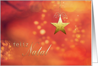 Feliz Natal, Merry Christmas in Portuguese, Star Ornament card