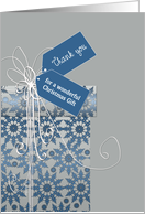 Thank you for a wonderful Christmas gift, elegant present, snowflakes card